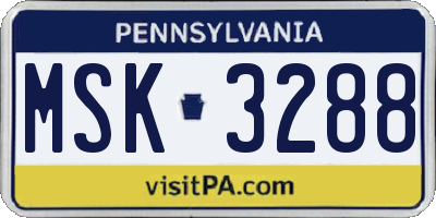 PA license plate MSK3288