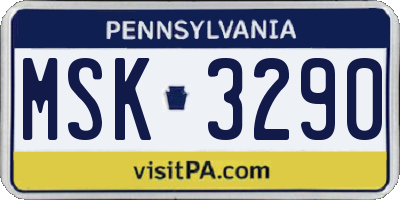 PA license plate MSK3290