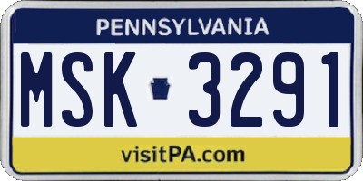 PA license plate MSK3291