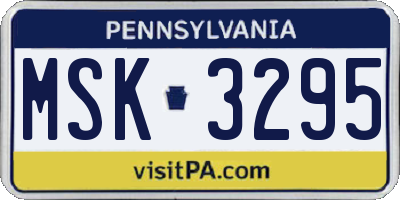 PA license plate MSK3295
