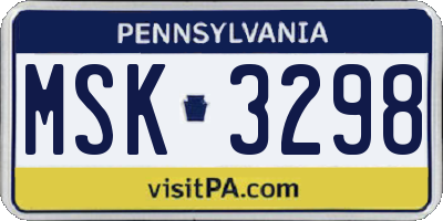PA license plate MSK3298