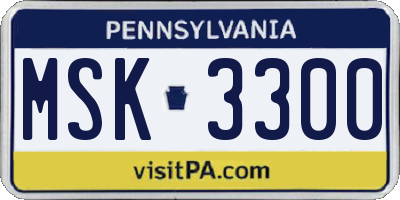 PA license plate MSK3300