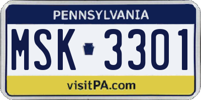 PA license plate MSK3301