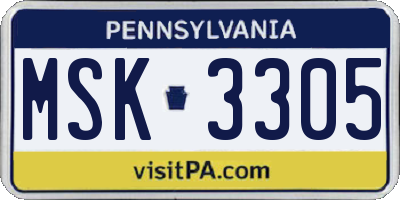 PA license plate MSK3305