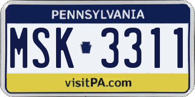 PA license plate MSK3311