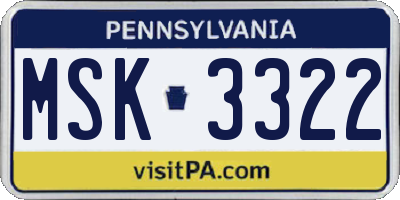 PA license plate MSK3322