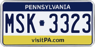 PA license plate MSK3323