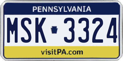 PA license plate MSK3324