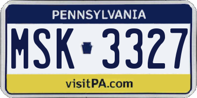 PA license plate MSK3327
