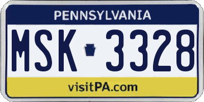 PA license plate MSK3328