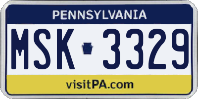PA license plate MSK3329