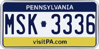 PA license plate MSK3336