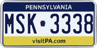 PA license plate MSK3338