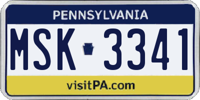 PA license plate MSK3341