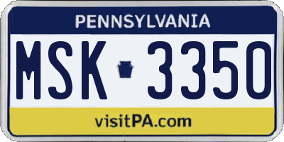 PA license plate MSK3350