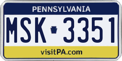 PA license plate MSK3351