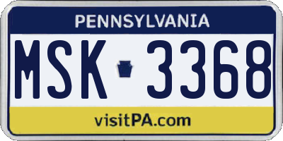 PA license plate MSK3368