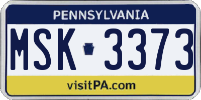 PA license plate MSK3373