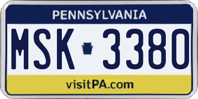 PA license plate MSK3380