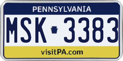 PA license plate MSK3383
