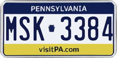 PA license plate MSK3384