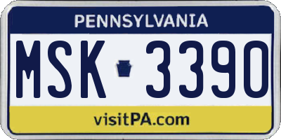 PA license plate MSK3390