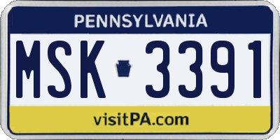 PA license plate MSK3391