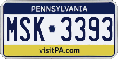 PA license plate MSK3393
