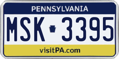 PA license plate MSK3395