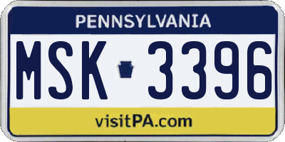 PA license plate MSK3396
