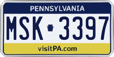 PA license plate MSK3397