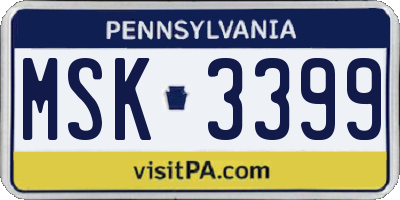 PA license plate MSK3399