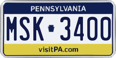 PA license plate MSK3400