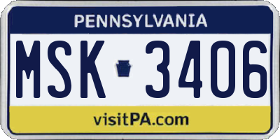 PA license plate MSK3406