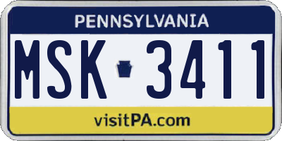 PA license plate MSK3411