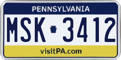 PA license plate MSK3412