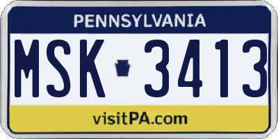 PA license plate MSK3413