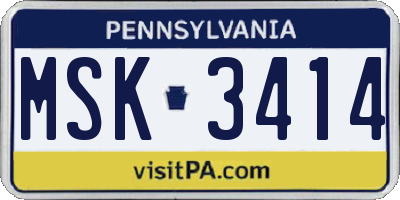 PA license plate MSK3414