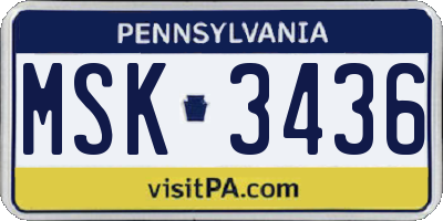 PA license plate MSK3436