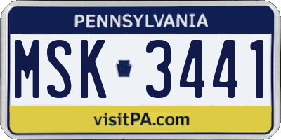 PA license plate MSK3441