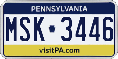 PA license plate MSK3446