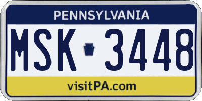 PA license plate MSK3448