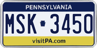 PA license plate MSK3450