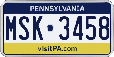 PA license plate MSK3458