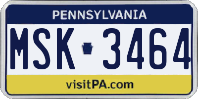 PA license plate MSK3464