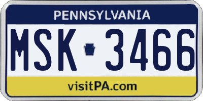 PA license plate MSK3466