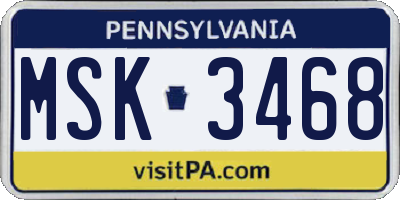 PA license plate MSK3468