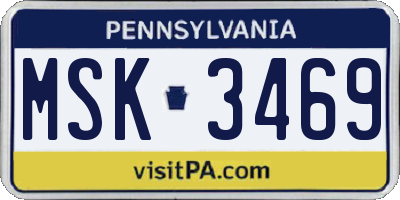 PA license plate MSK3469