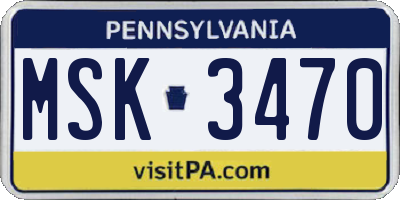 PA license plate MSK3470