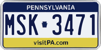 PA license plate MSK3471
